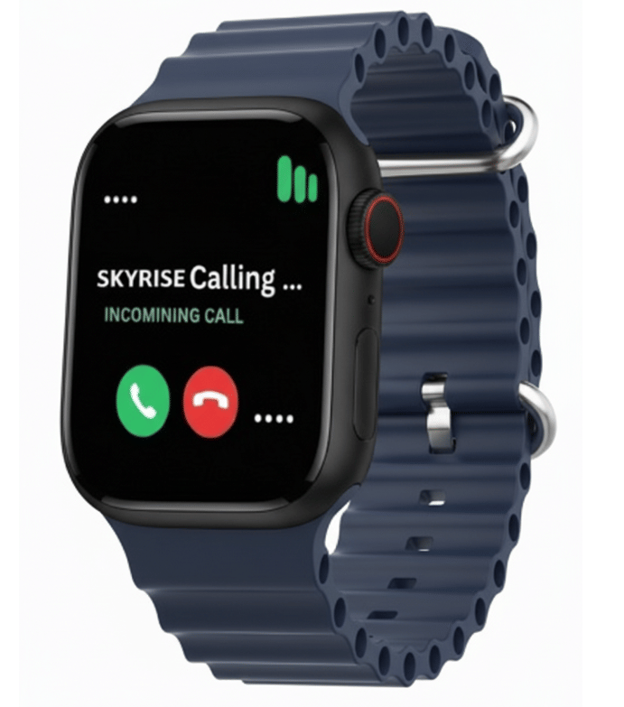     			SKYRISE Limited Edition Smartwatch | Heart Rate | Steps | Wireless Charging Smartwatch (Navy Blue Strap, 2.09 Inch Big Sunlight Proof Display)