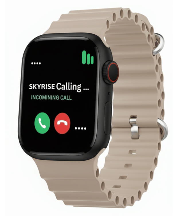     			SKYRISE Limited Edition Smartwatch | Heart Rate | Steps | Wireless Charging Smartwatch (Beige Strap, 2.09 Inch Big Sunlight Proof Display)