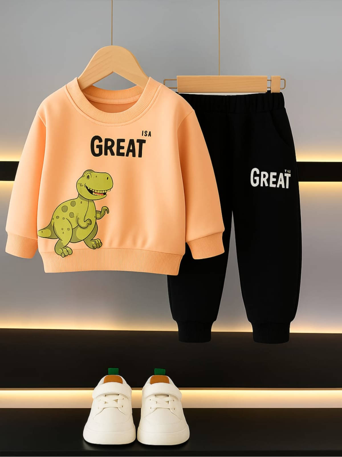 SRP FASHION Pack of 1 Girls Cotton Blend Sweartshirt & Trackpants ( PeachPuff )     			SRP FASHION Pack of 1 Girls Cotton Blend Sweartshirt & Trackpants ( PeachPuff )