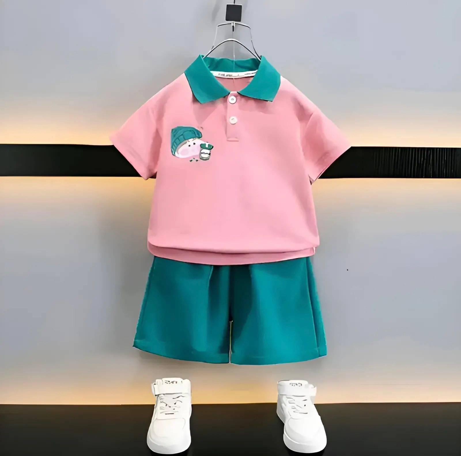     			SRP Pack of 1 Boys Cotton T-Shirt & Shorts Set ( Pink )