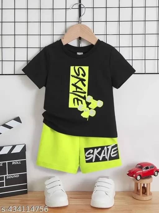     			SRP Pack of 1 Boys Cotton T-Shirt & Shorts Set ( Black )