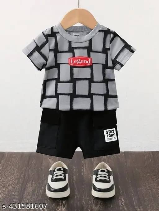     			SRP Pack of 1 Boys Cotton T-Shirt & Shorts Set ( Grey Melange )