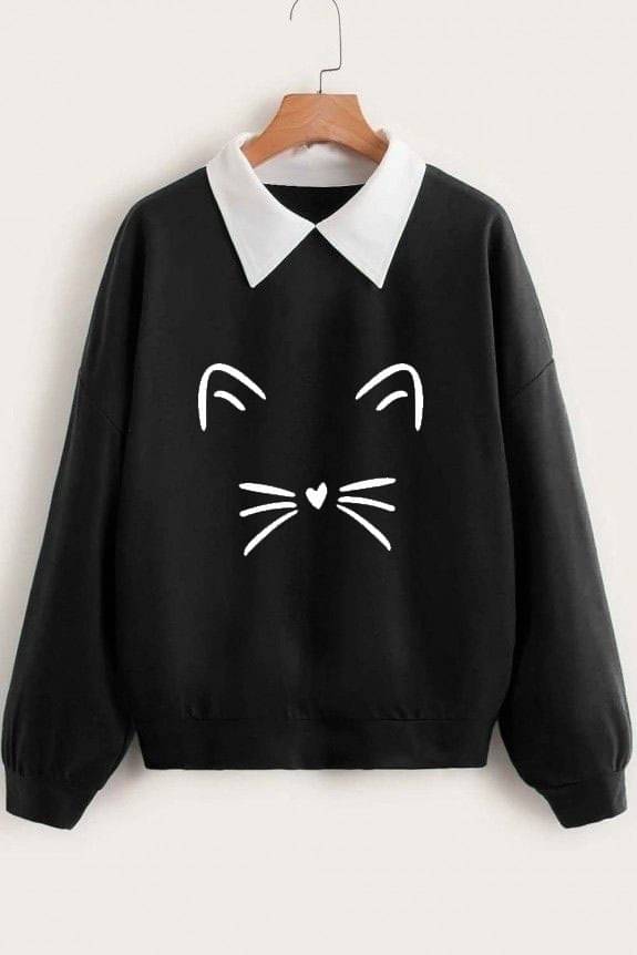 STYLE MART Women Fleece Round Neck Sweatshirt For Light Winters ( Black )     			STYLE MART Women Fleece Round Neck Sweatshirt For Light Winters ( Black )