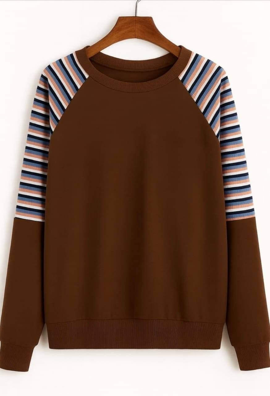     			STYLE MART Women Fleece Round Neck Sweatshirt For Light Winters ( Brown )