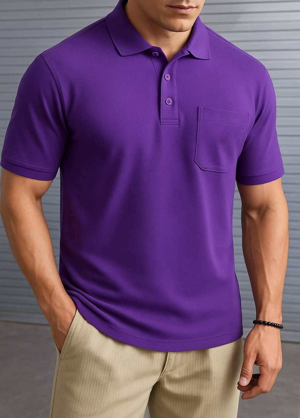 Scuba Men Cotton Blend Regular Fit Solid Polo T Shirt ( Purple )     			Scuba Men Cotton Blend Regular Fit Solid Polo T Shirt ( Purple )