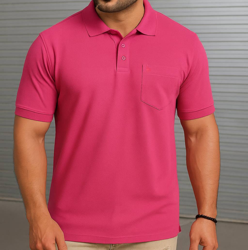     			Scuba Men Cotton Blend Regular Fit Solid Polo T Shirt ( Pink )