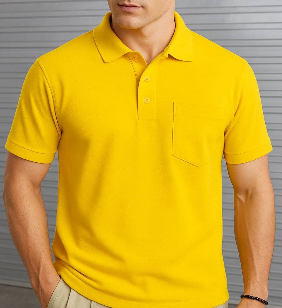 Scuba Men Cotton Blend Regular Fit Solid Polo T Shirt ( Yellow )     			Scuba Men Cotton Blend Regular Fit Solid Polo T Shirt ( Yellow )