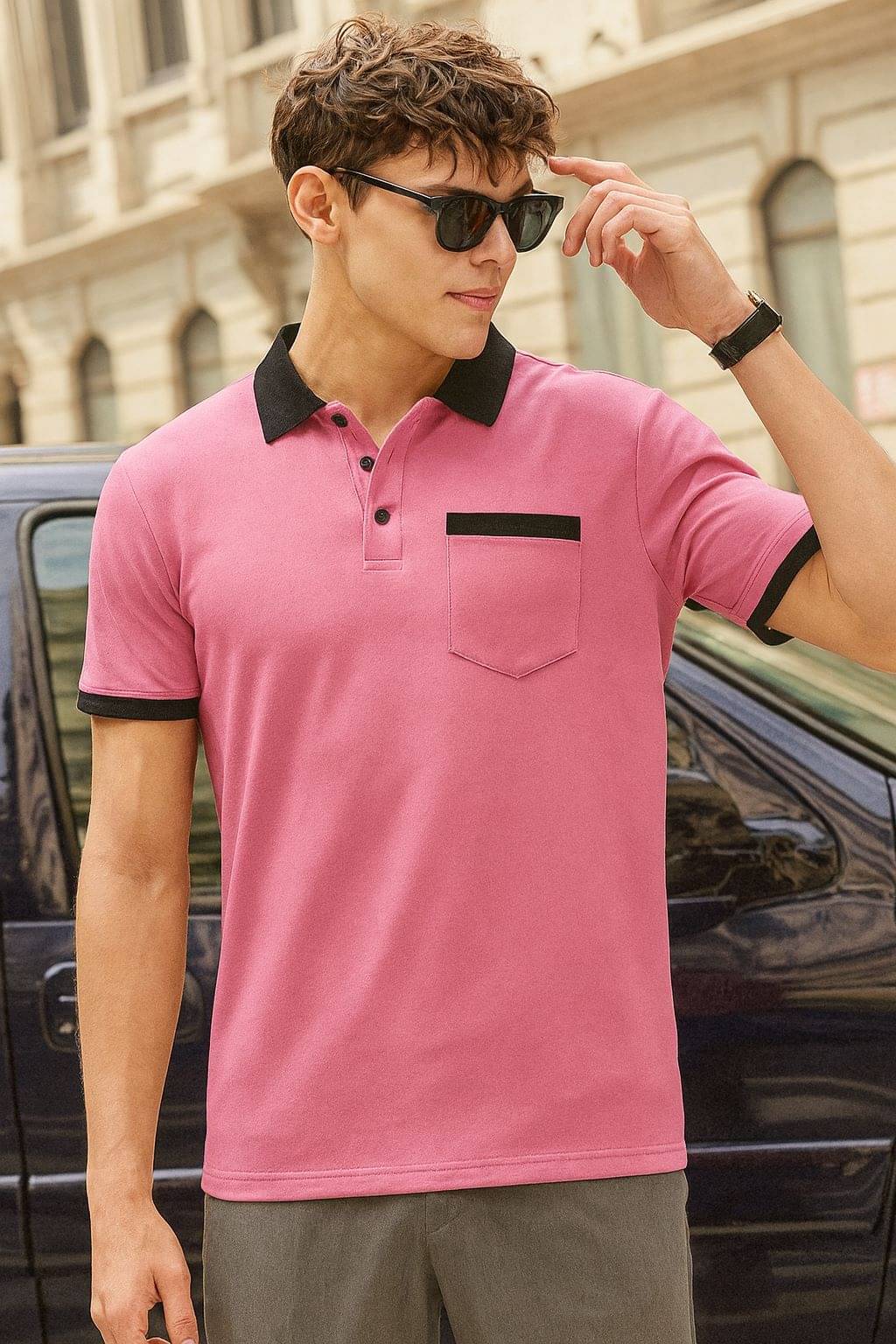 Scuba Men Cotton Regular Fit Solid Polo T Shirt ( Pink )     			Scuba Men Cotton Regular Fit Solid Polo T Shirt ( Pink )