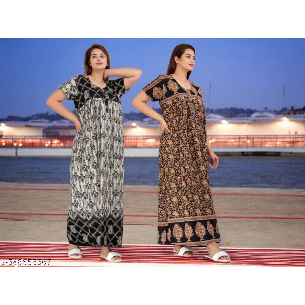 Shopping Star Cotton Printed Women Regular Nighty ( Multicolor 2 )     			Shopping Star Cotton Printed Women Regular Nighty ( Multicolor 2 )