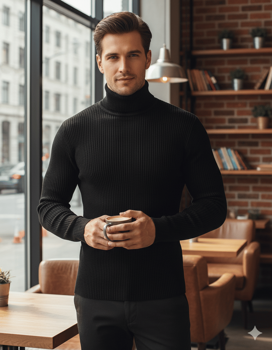 Urban Trees Woollen Blend High Neck Men's Full Sleeves Pullover Sweater - Black ( Pack of 1 )     			Urban Trees Woollen Blend High Neck Men's Full Sleeves Pullover Sweater - Black ( Pack of 1 )