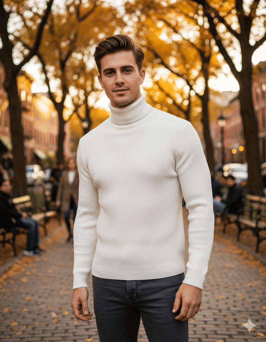 Urban Trees Woollen Blend High Neck Men's Full Sleeves Pullover Sweater - White ( Pack of 1 )     			Urban Trees Woollen Blend High Neck Men's Full Sleeves Pullover Sweater - White ( Pack of 1 )
