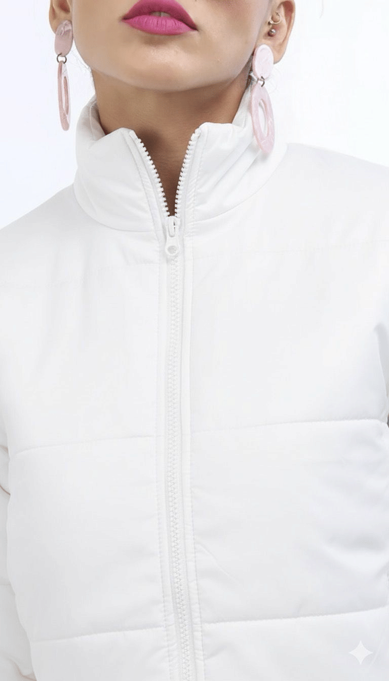     			VEAMOS Women High Neck Puffer Jacket ( White )