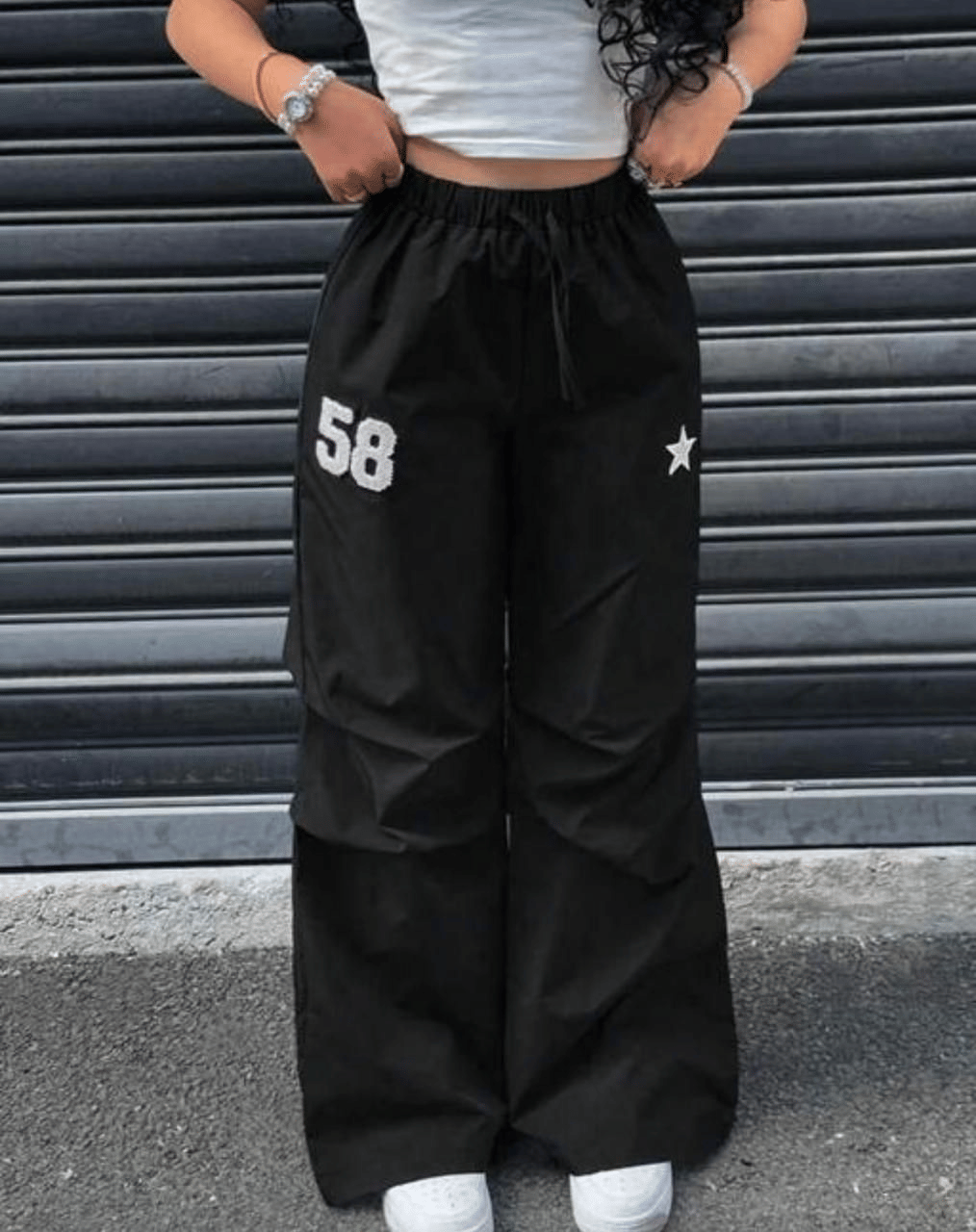     			VEAMOS Women Polyester Wide Leg Trousers ( Black )