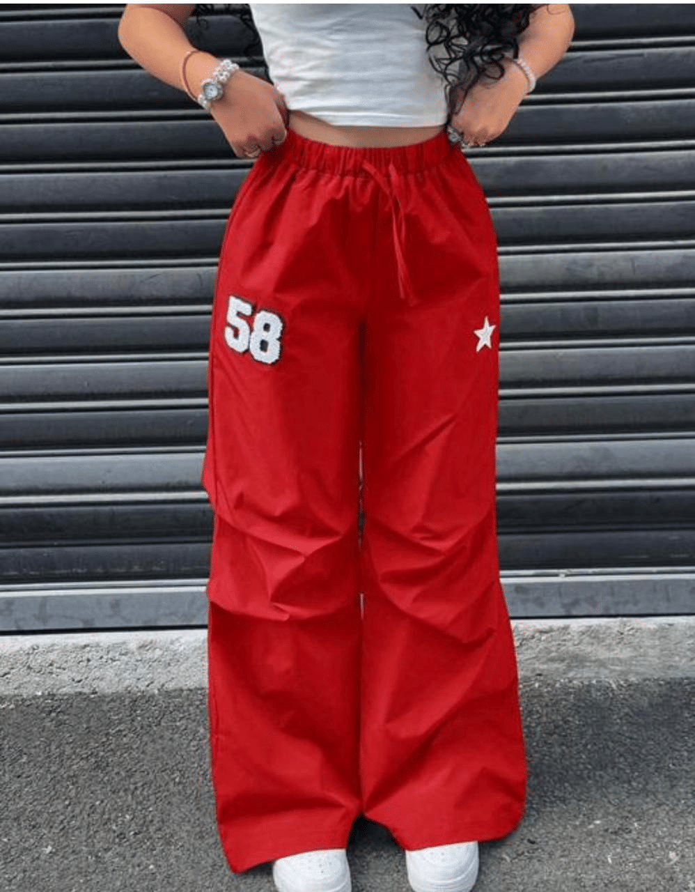     			VEAMOS Women Polyester Wide Leg Trousers ( Red )
