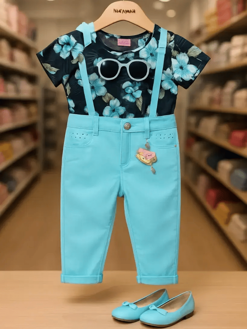     			Wah Mayur Girls Denim Dungarees ( Pack of 1 , Blue )