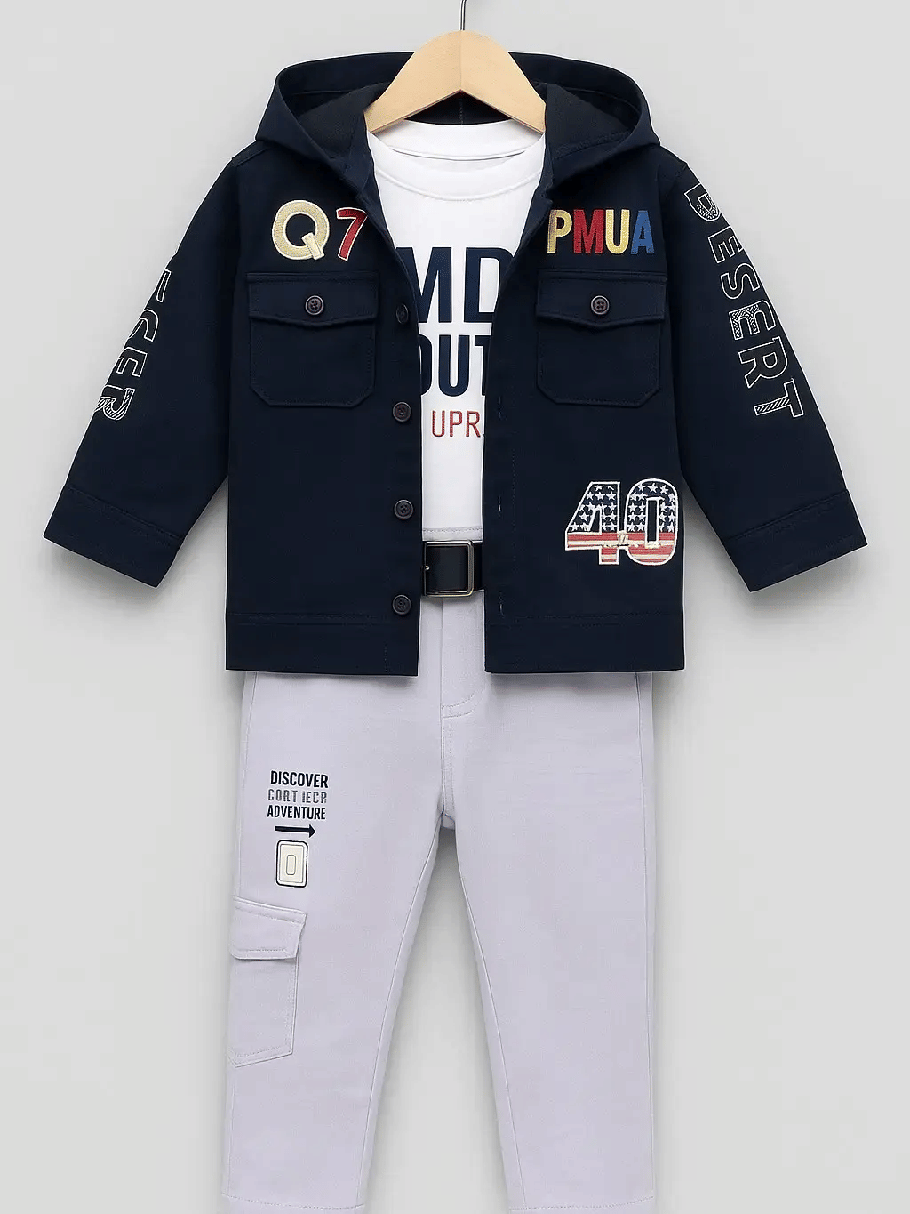 Wah Mayur Pack of 1 Baby Boys Cotton Blend T-Shirt & Pants Set ( Navy Blue )     			Wah Mayur Pack of 1 Baby Boys Cotton Blend T-Shirt & Pants Set ( Navy Blue )