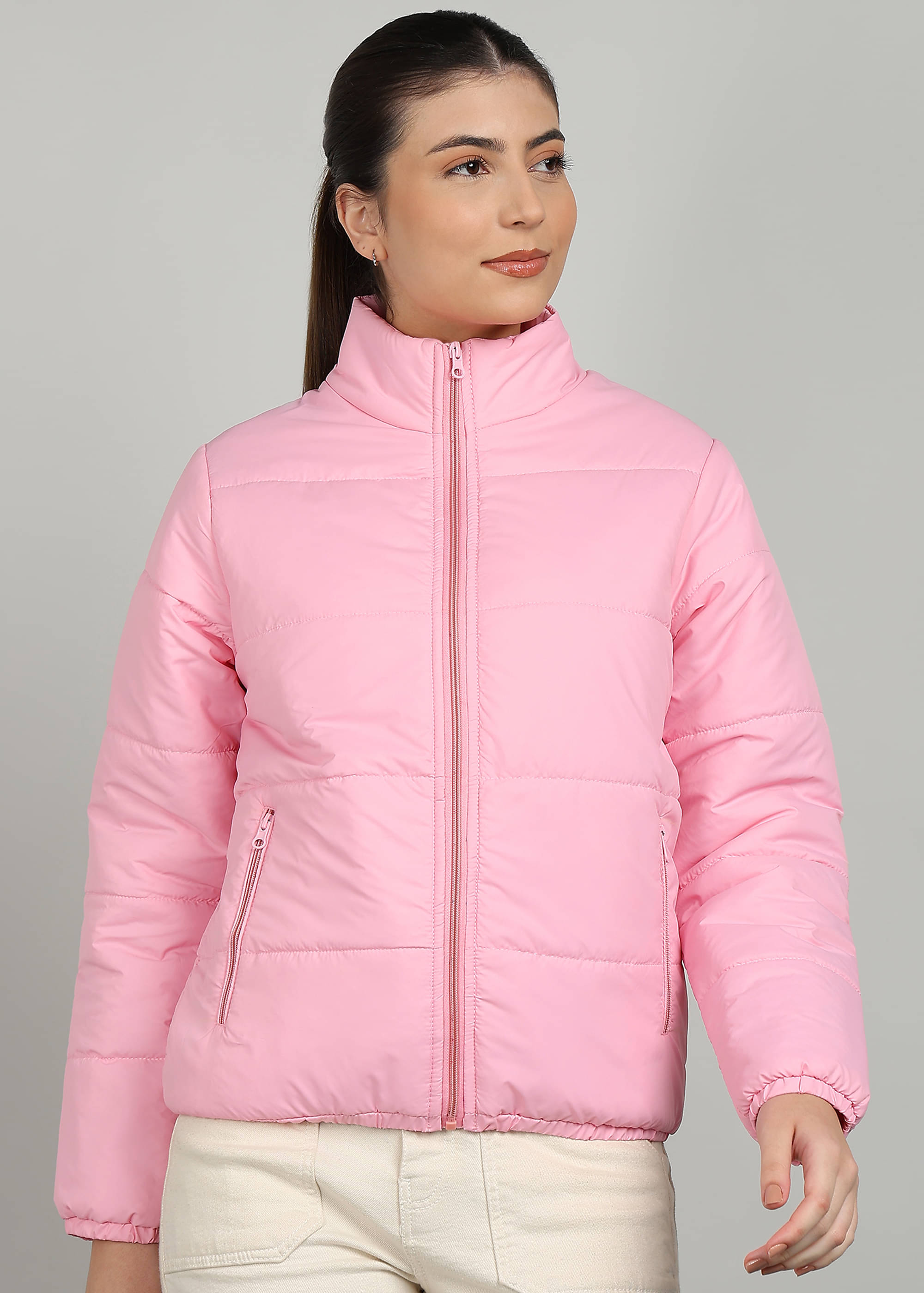     			XFOX Women High Neck Puffer Jacket ( Pink )