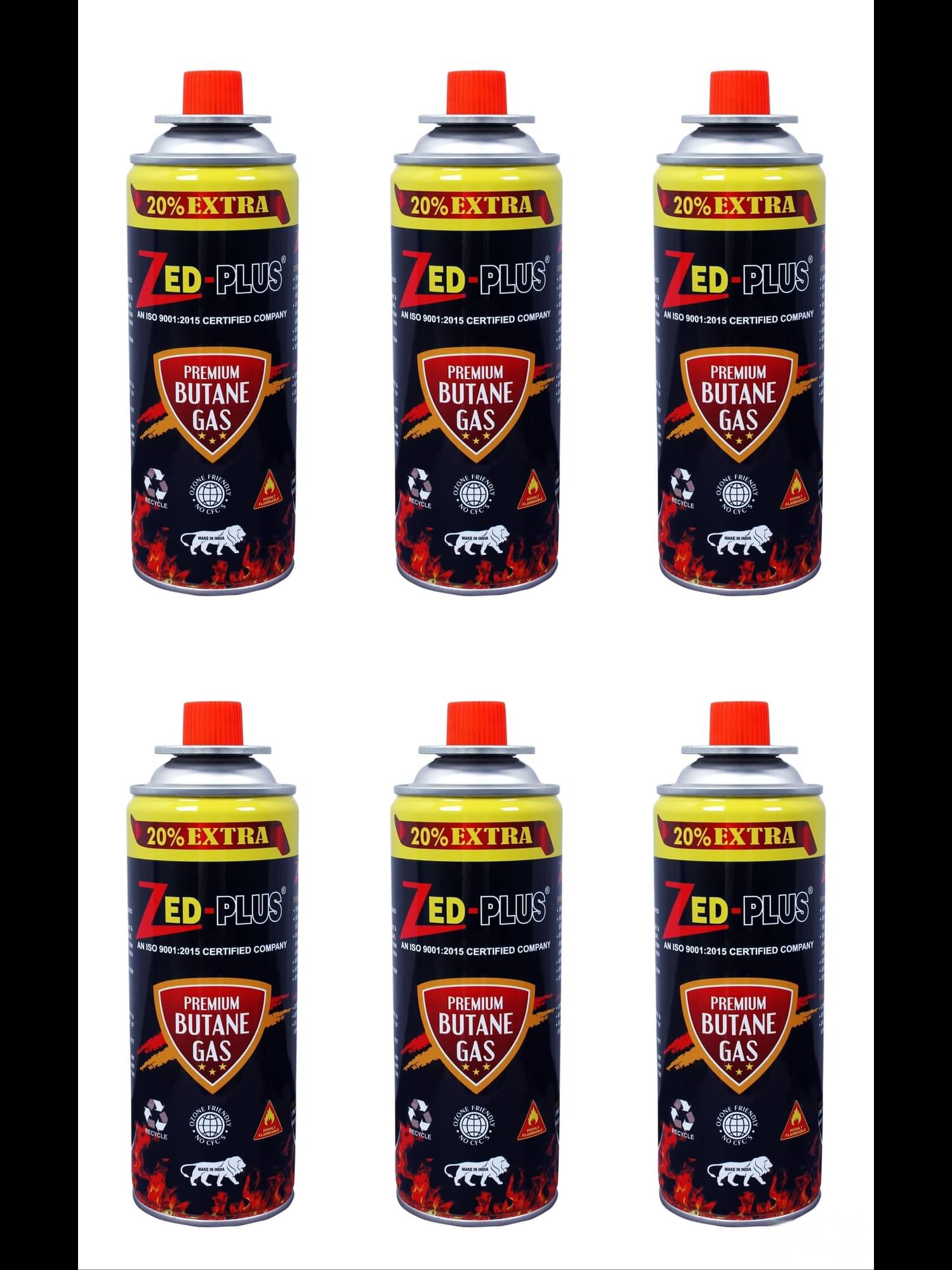 ZED PLUS Portable High Pressure flame Gas Canister 225g Can Easy to use Perfect Suitable to Small Stove, Flame Torch, Pack of 6     			ZED PLUS Portable High Pressure flame Gas Canister 225g Can Easy to use Perfect Suitable to Small Stove, Flame Torch, Pack of 6