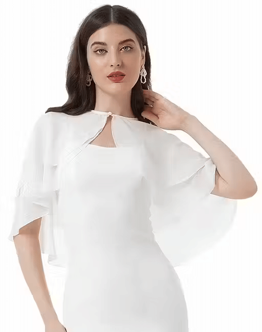 Zarinivas Women Georgette Embellished Crop Shrug ( White )     			Zarinivas Women Georgette Embellished Crop Shrug ( White )