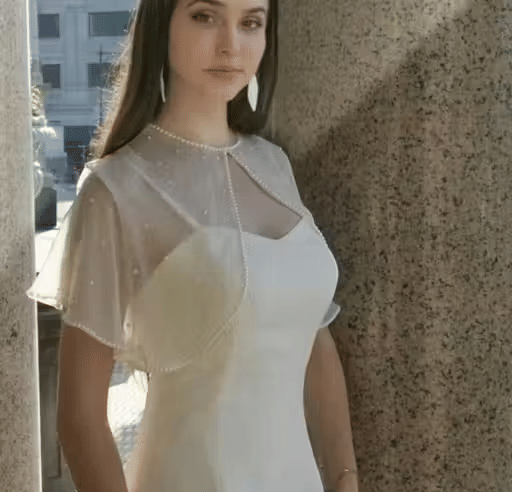 Zarinivas Women Net Embellished Crop Shrug ( White )     			Zarinivas Women Net Embellished Crop Shrug ( White )
