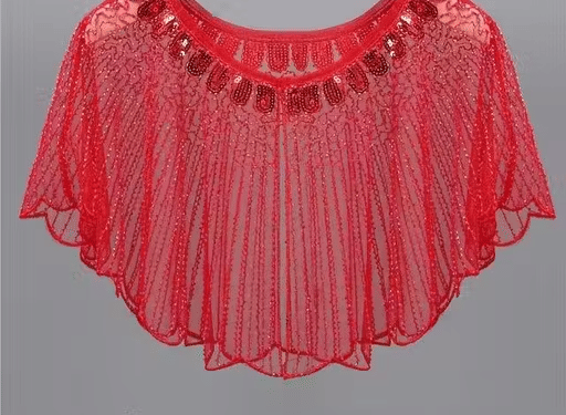 Zarinivas Women Net Embellished Crop Shrug ( Red )     			Zarinivas Women Net Embellished Crop Shrug ( Red )