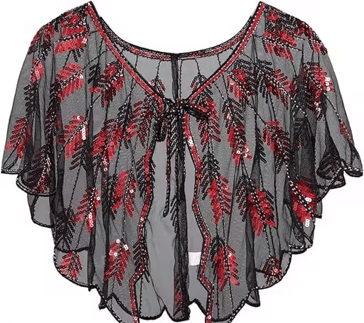 Zarinivas Women Net Embellished Crop Shrug ( Red )     			Zarinivas Women Net Embellished Crop Shrug ( Red )