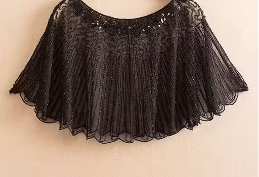 Zarinivas Women Net Embellished Crop Shrug ( Black )     			Zarinivas Women Net Embellished Crop Shrug ( Black )
