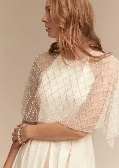 Zarinivas Women Net Embellished Crop Shrug ( Beige )     			Zarinivas Women Net Embellished Crop Shrug ( Beige )