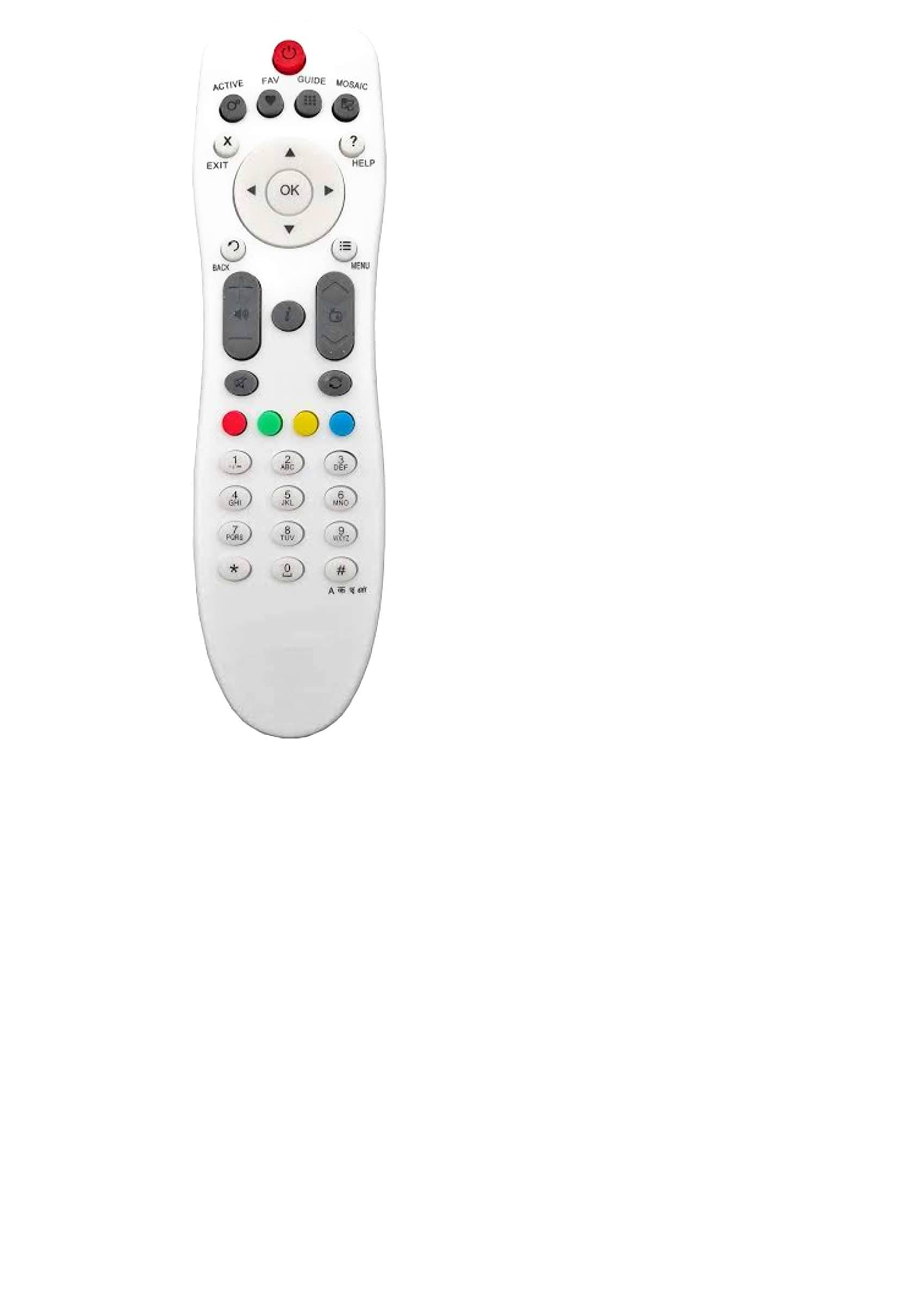 astigo Compatible Videocon DTH SETTOP BOX REMOTE d2h Videocon Remote Controller  (White)     			astigo Compatible Videocon DTH SETTOP BOX REMOTE d2h Videocon Remote Controller  (White)
