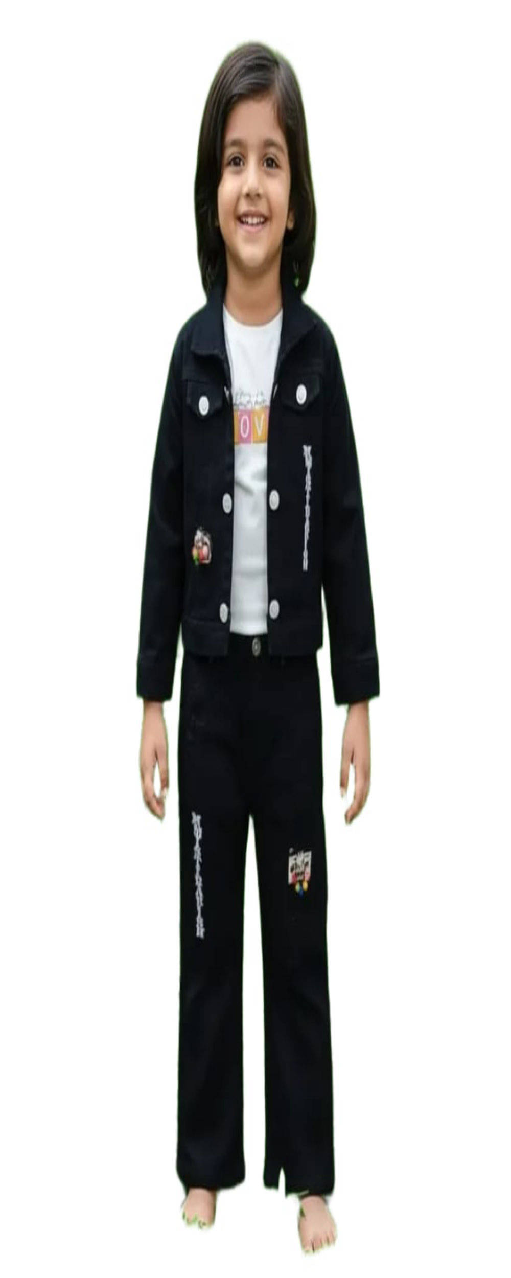     			wellkings Pack of 1 Girls Cotton Blend Shirt & Jeans ( Black )