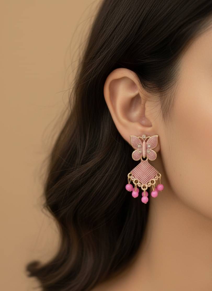     			ANJ Golden Danglers Earrings ( Pack of 1 )