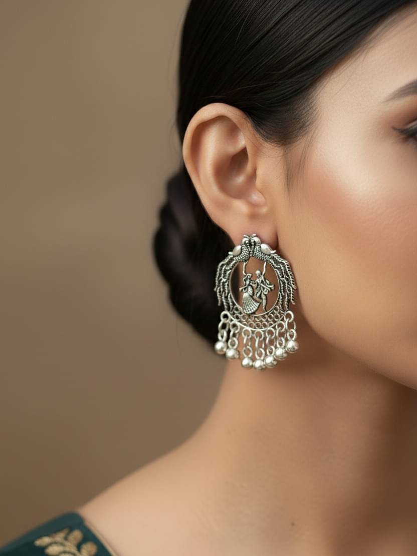     			ANJ Silver Danglers Earrings ( Pack of 1 )