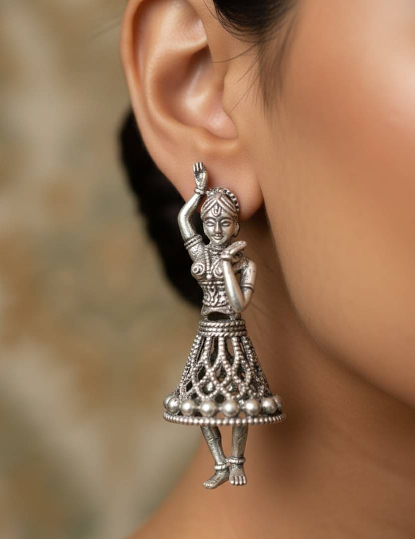     			ANJ Silver Jhumki Earrings ( Pack of 1 )