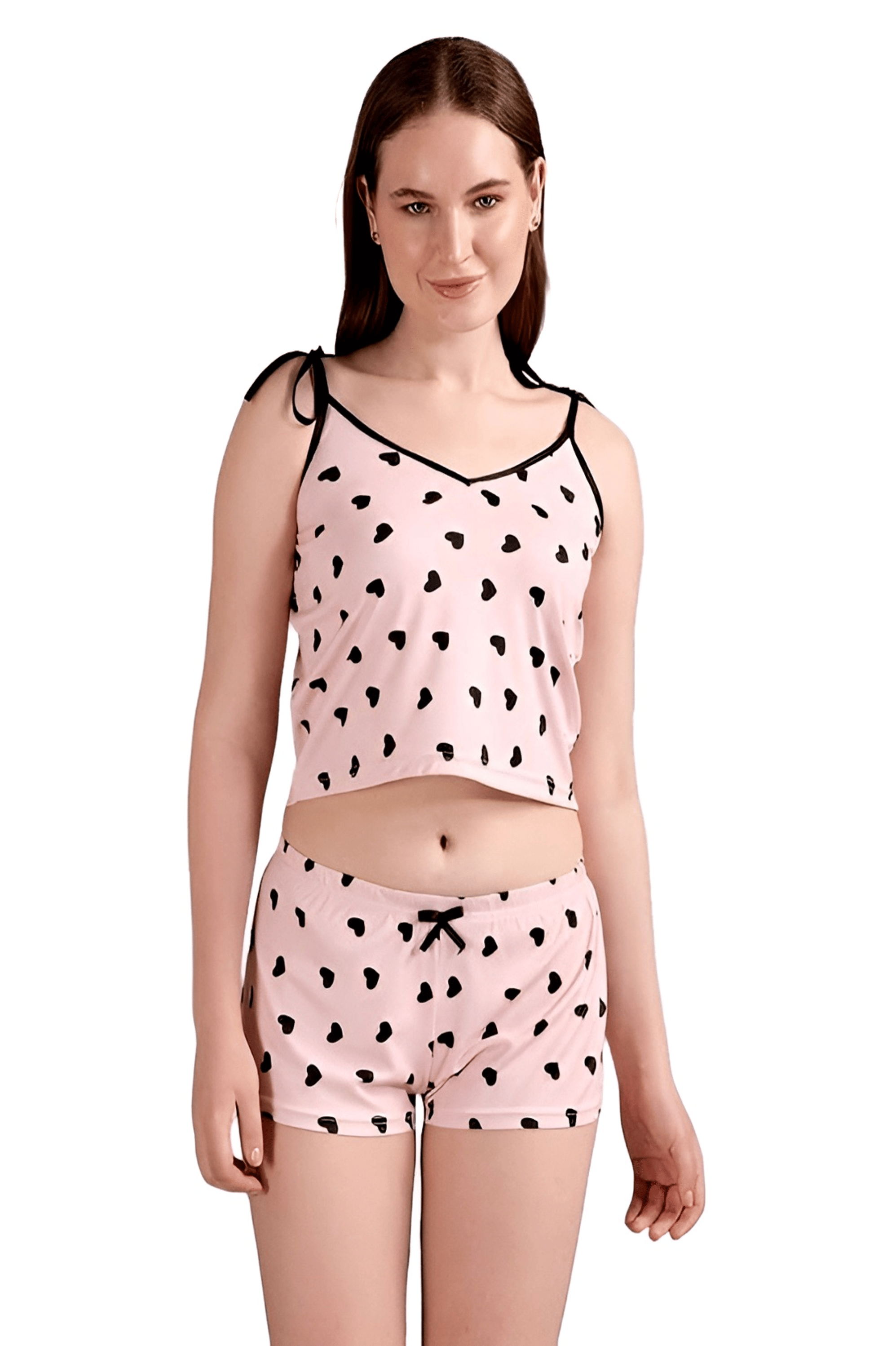     			ATIMUNA Polyester Printed Women Top with Shorts ( Beige )