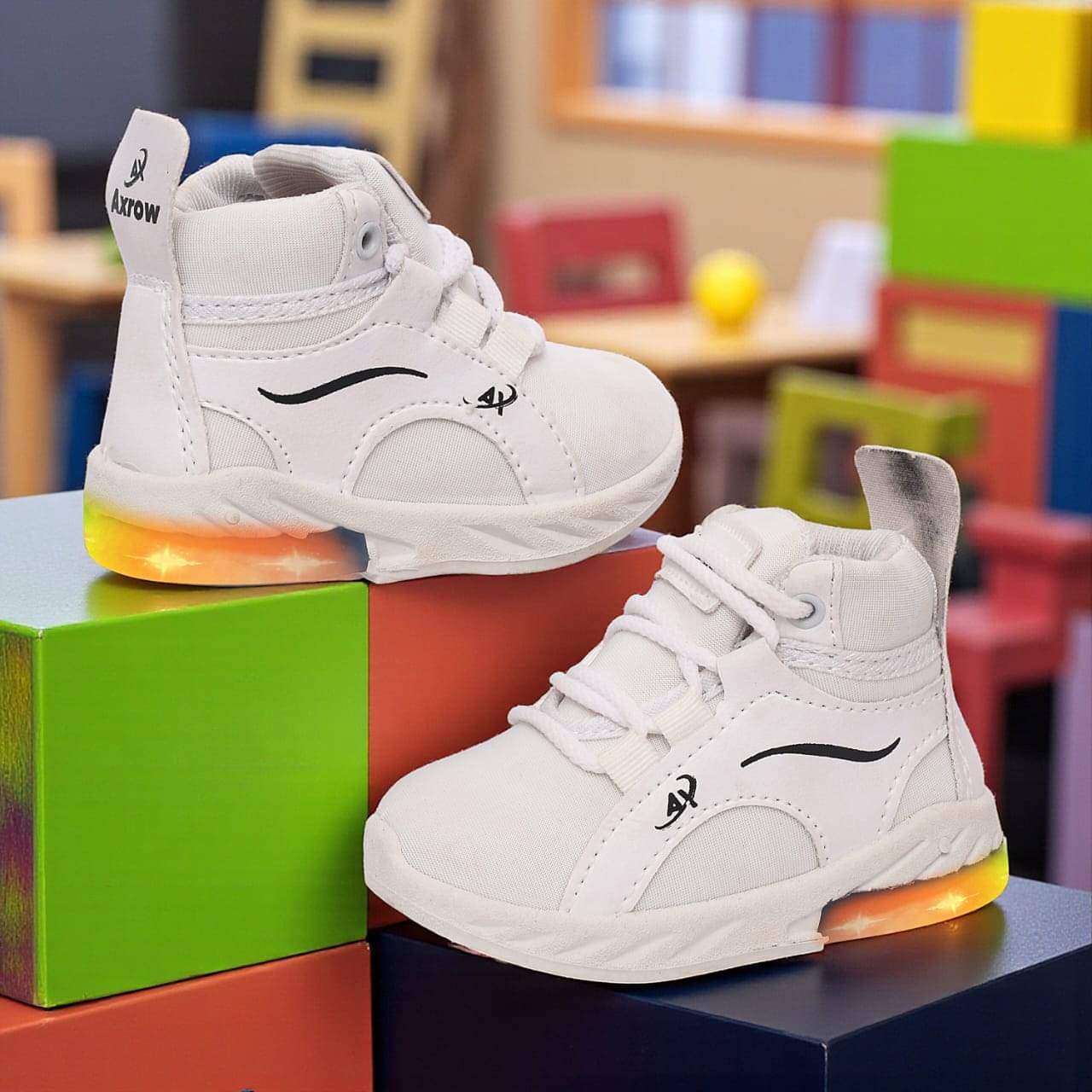     			AXROW - White Boy's Boots ( 1 Pair )