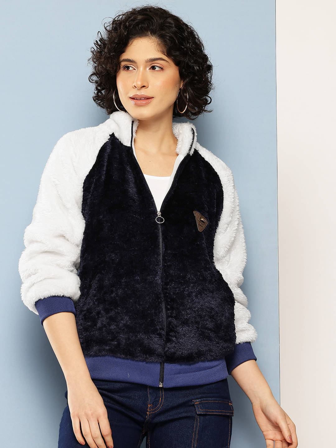     			Aarika Women Shirt Collar Puffer Jacket ( Navy Blue )