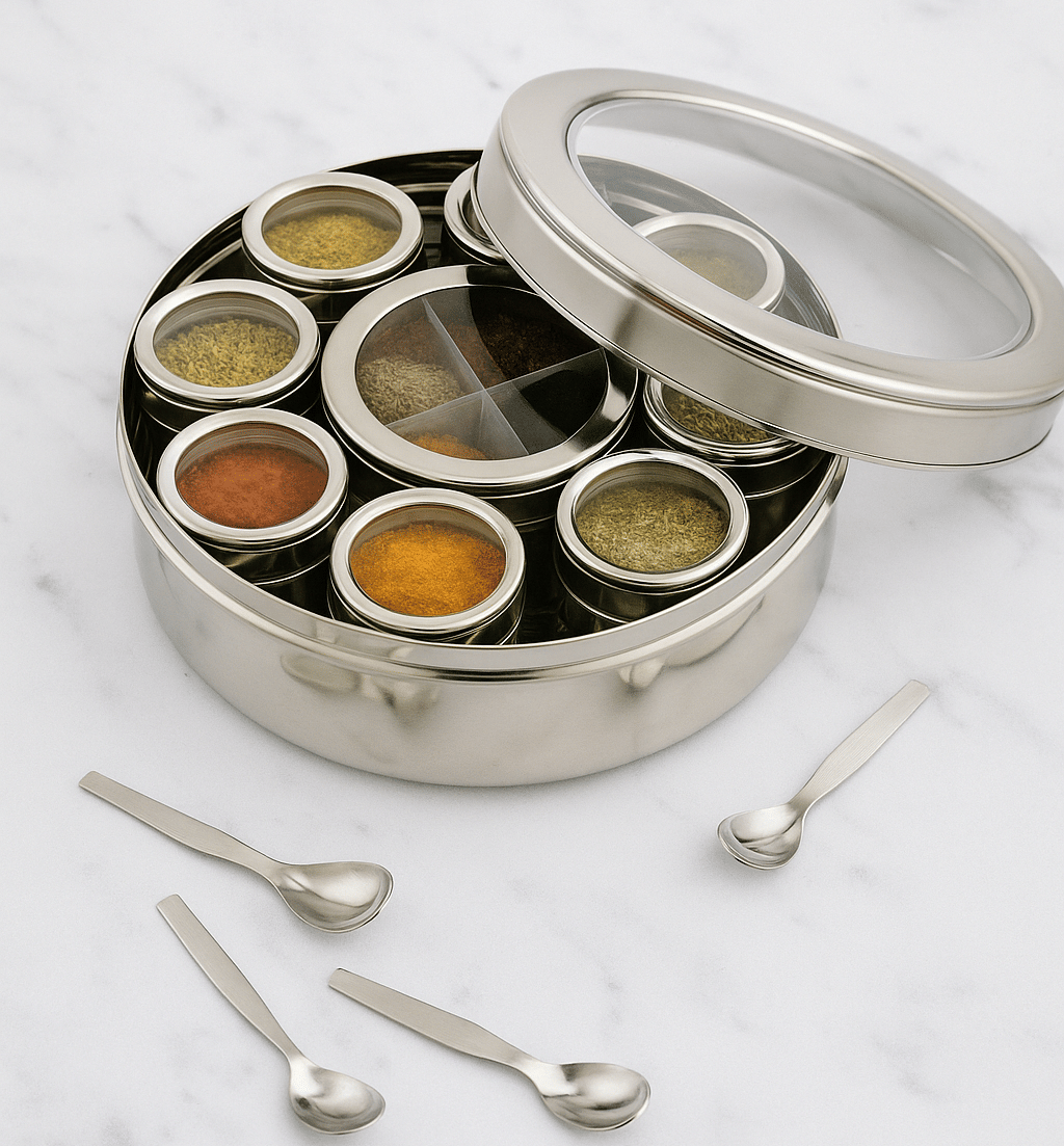     			Aquasleri 12 in 1 Steel Silver Spice Container ( Set of 12 )