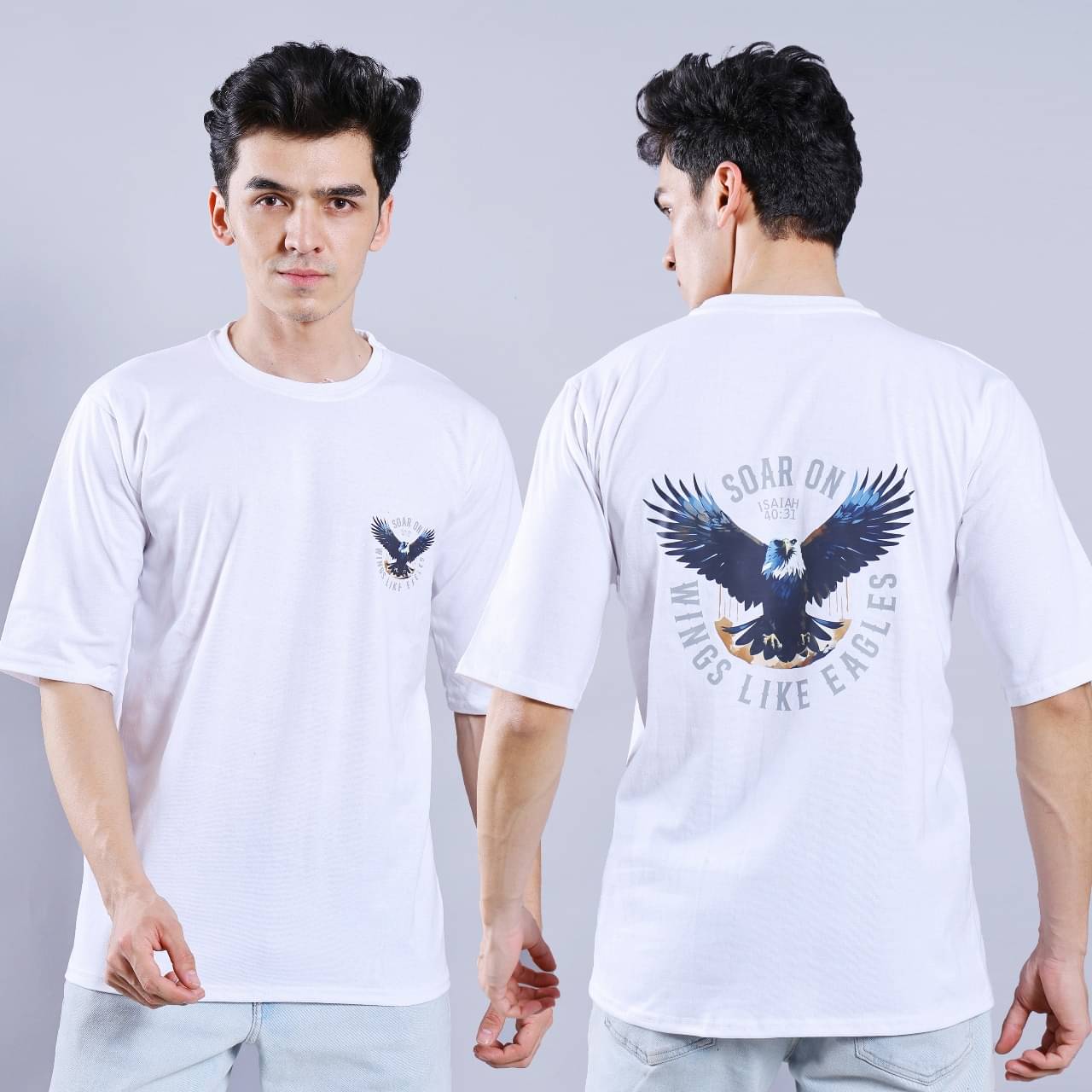 Ashish Men 100% Cotton Oversized Fit Printed T-Shirt ( White ) Ashish Men 100% Cotton Oversized Fit Printed T-Shirt ( White )