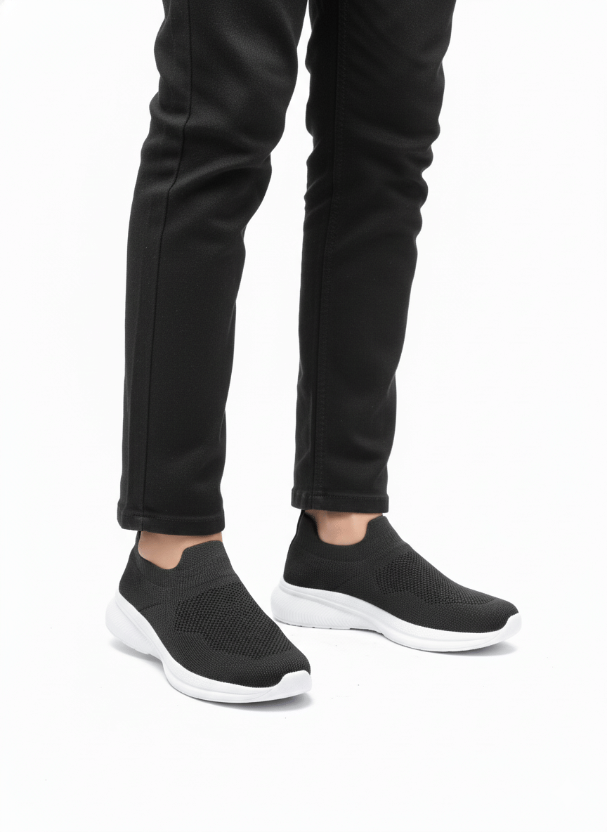     			BIG HORSE Slip on casual sneakers Black Men's Slip-on Shoes