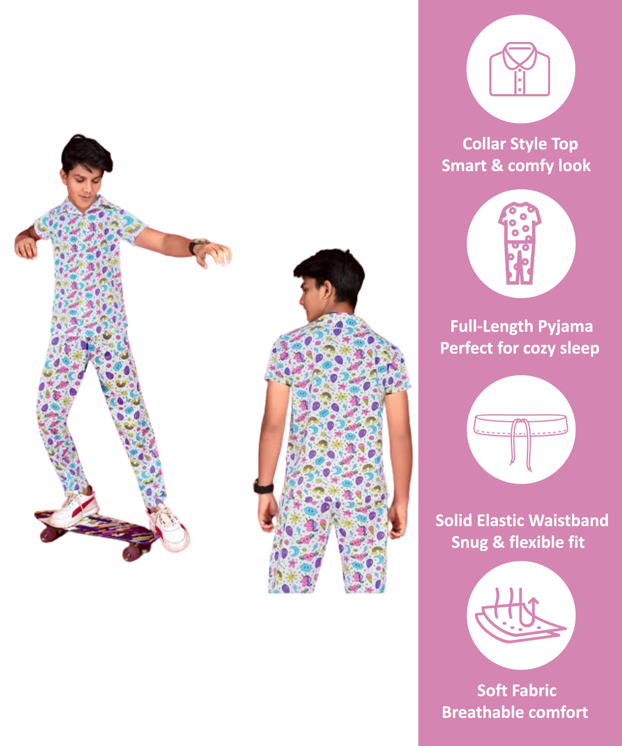     			Babylite Pack of 1 Boys Cotton Blend Nightsuit Set ( White )