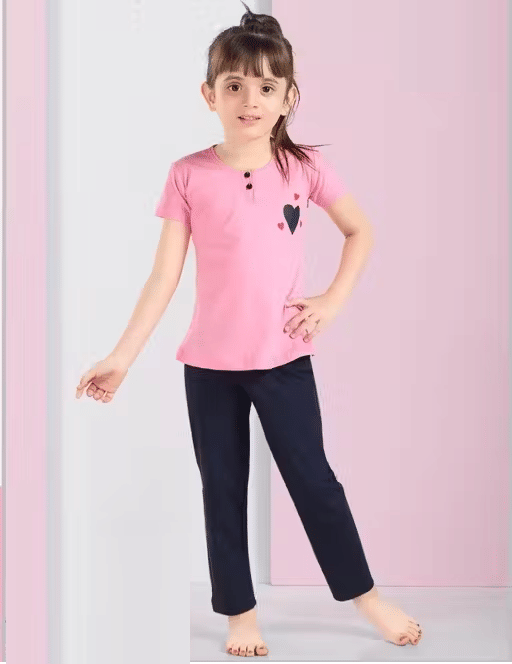     			Babylite Pack of 1 Girls Cotton Blend Nightsuit Set ( Pink )