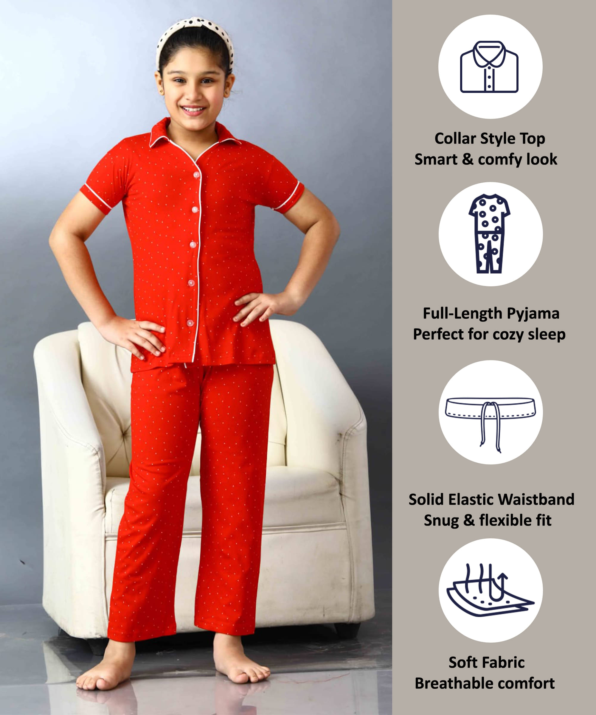     			Babylite Pack of 1 Girls Hosiery Nightsuit Set ( Red )