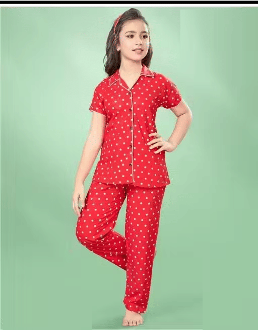     			Babylite Pack of 1 Girls Hosiery Nightsuit Set ( Red )