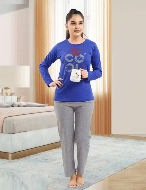     			Babylite Pack of 1 Girls Cotton Blend Nightsuit Set ( Blue )