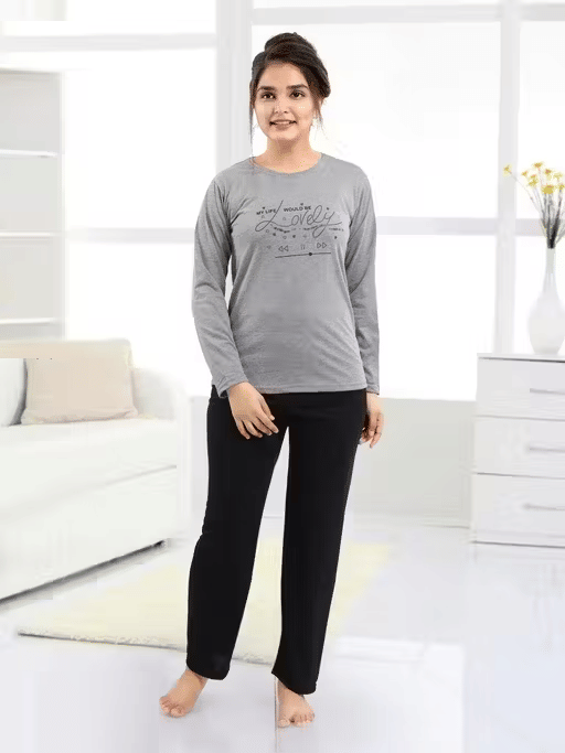     			Babylite Pack of 1 Girls Cotton Blend Nightsuit Set ( Grey )