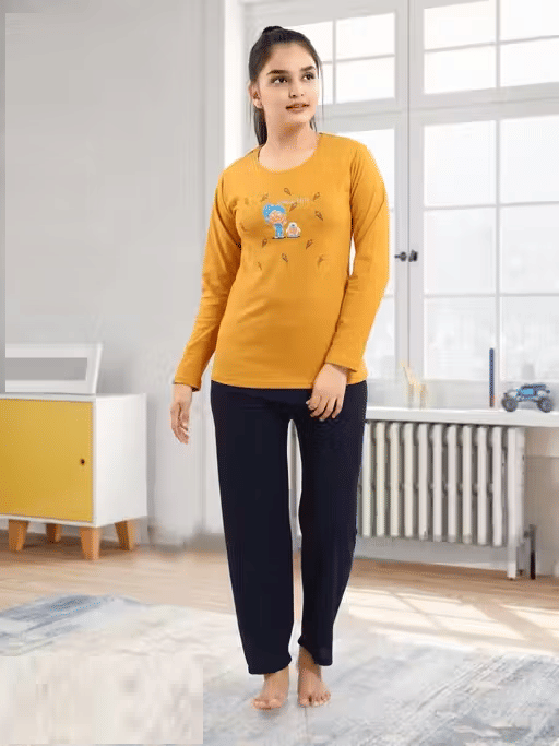     			Babylite Pack of 1 Girls Cotton Blend Nightsuit Set ( Yellow )