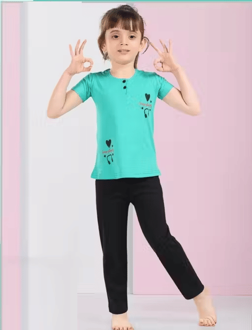     			Babylite Pack of 1 Girls Cotton Blend Nightsuit Set ( Sea Green )