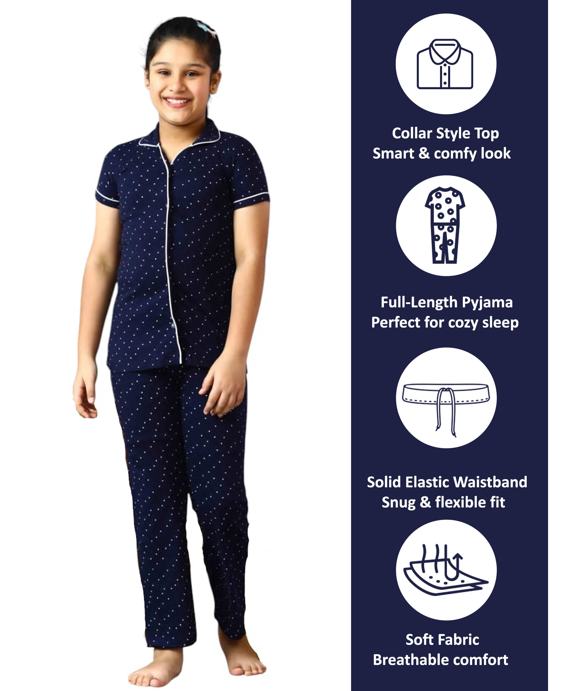     			Babylite Pack of 1 Girls Hosiery Nightsuit Set ( Navy )