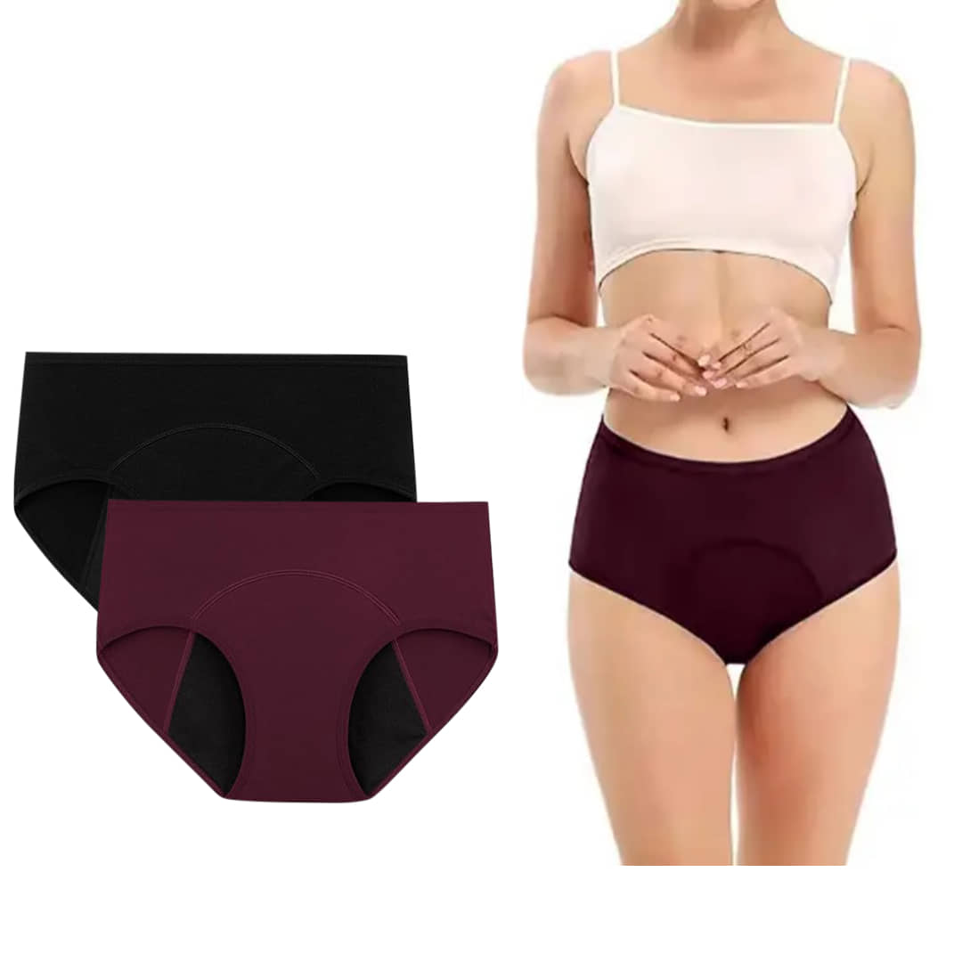 Bebron Cotton Lycra Period Panty ( Multicolor , Pack of 2 )