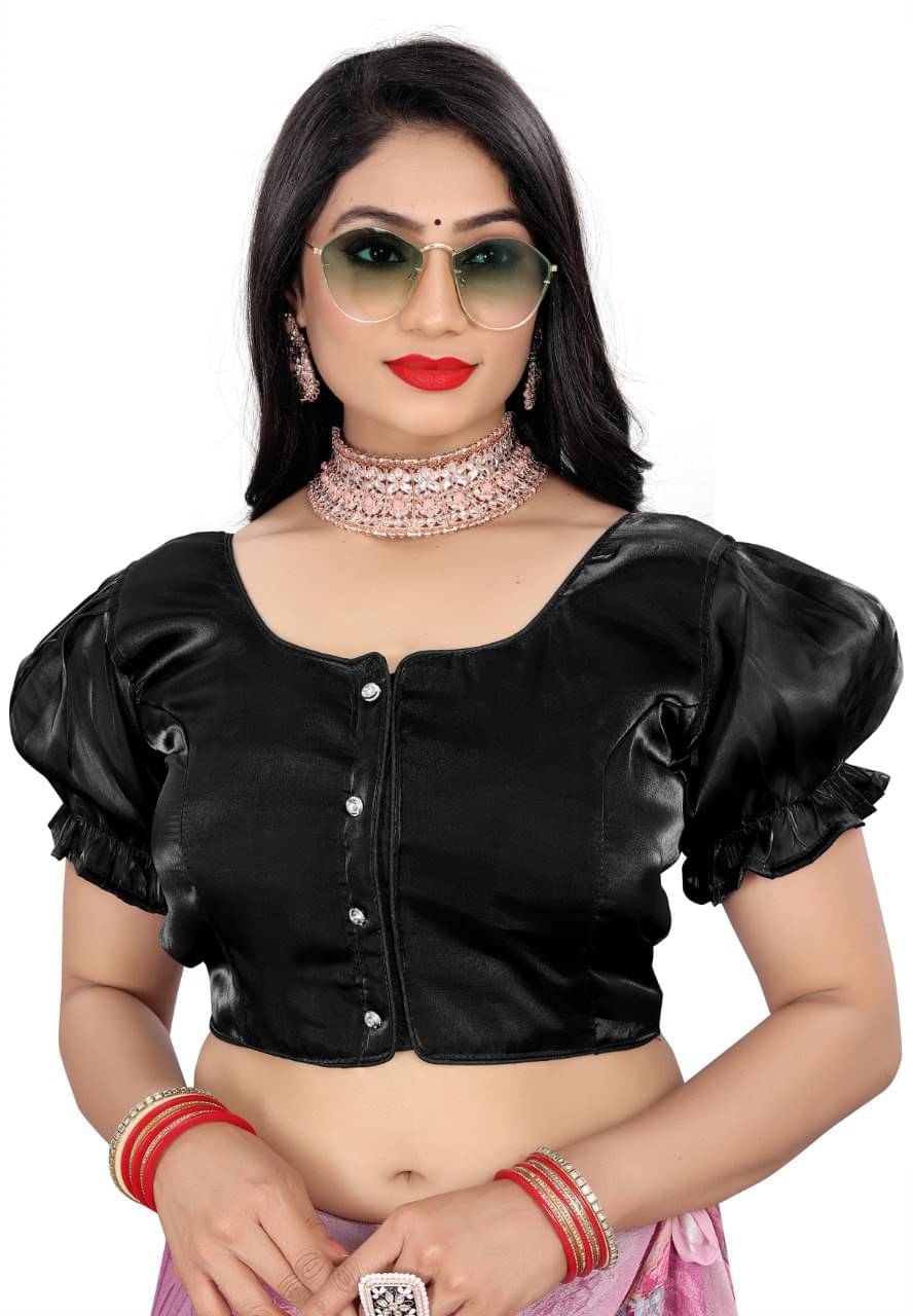 Bigbest Feb Silk Readymade with Pad V-Neck Women's Blouse ( Black )     			Bigbest Feb Silk Readymade with Pad V-Neck Women's Blouse ( Black )